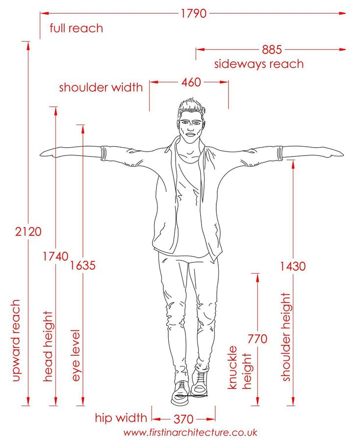 Metric Data 01 Average dimensions of person standing | Dimensions ...