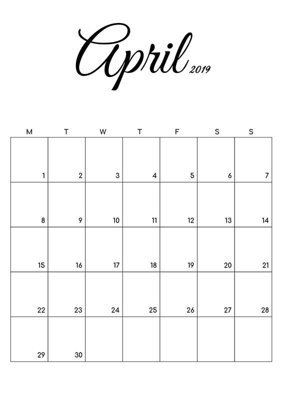 Totally free Printable Calendar March April 2019, Black and White photograph regarding April Printable identify Totally free Printable Calendar March April 2019, Black and White