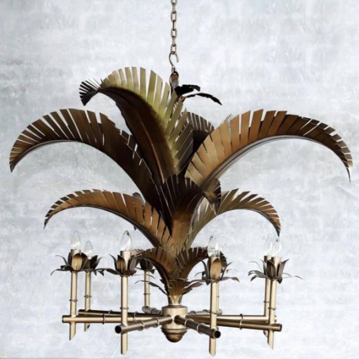 Coastal Luxe Palm Chandelier In 2022 Eclectic Chandeliers Wooden Bead Coastal Luxe Palm Chandelier In 2022, Metal Palm Tree Bamboo Chandelier