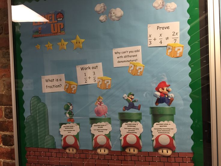secondary maths display board using super mario to show birthday calendar printable