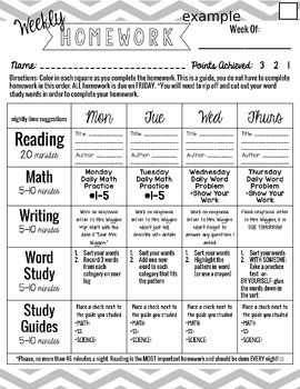 homework sheet template
