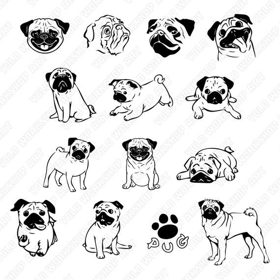 Pug Dog Svg File Eps File Jpg File Png File Silhouette File