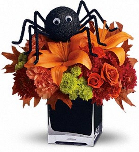 telefloras spooky sweet flowers a big black spider creeps your way to wish you a happy halloween this fun halloween floral decoration presents lush - Halloween Centerpieces Ideas telefloras spooky sweet flowers a big black spider creeps your way to wish you a happy halloween this fun halloween floral decoration presents lush - Halloween Centerpieces Ideas