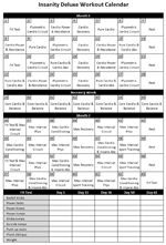 insanity workout calendar insanity workout calendar