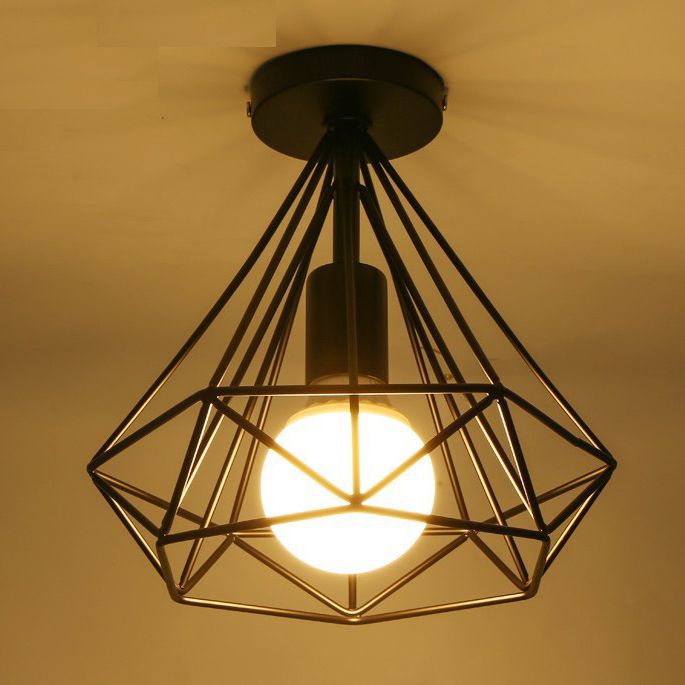 The Modern Black Iron Cage Ceiling Chandelier Lamp And Retro Minimalist Loft Pyramid Led Lighting Meta Metal Lights Light - Iron Ceiling Lamps The Modern Black Iron Cage Ceiling Chandelier Lamp And Retro Minimalist Loft Pyramid Led Lighting Meta Metal Lights Light - Iron Ceiling Lamps