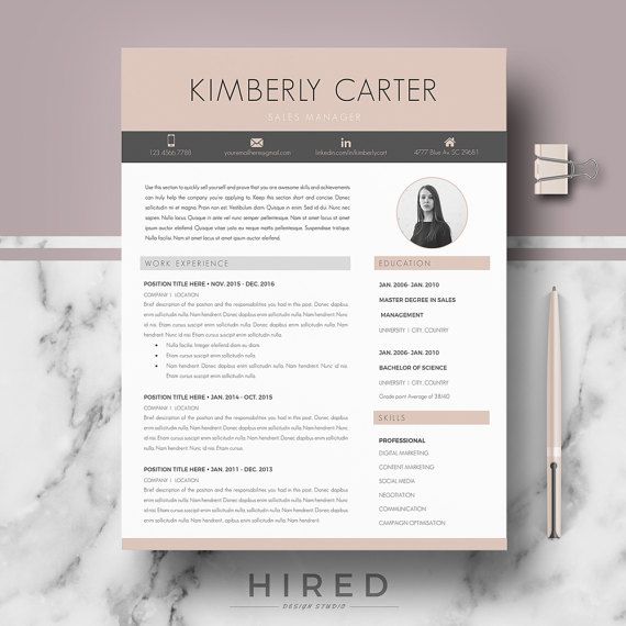 Modern Resume Template for Word: Kimberly - 100% Editable. - Instant Digital Download. - US Letter & A4 size format included. - Mac & PC Compatible using Ms Word. - If you like this template, but you prefer to use it without a photo, just delete it. ▬▬▬▬▬▬▬▬▬▬▬ ► PROMO CODES: --> Get 30% OFF on 2 templates with the code HIRED30 --> Get 35% OFF on 3 templates with the code HIRED35 -->How to apply discount codes: Once youve added an item to the cart, on the right, clic...