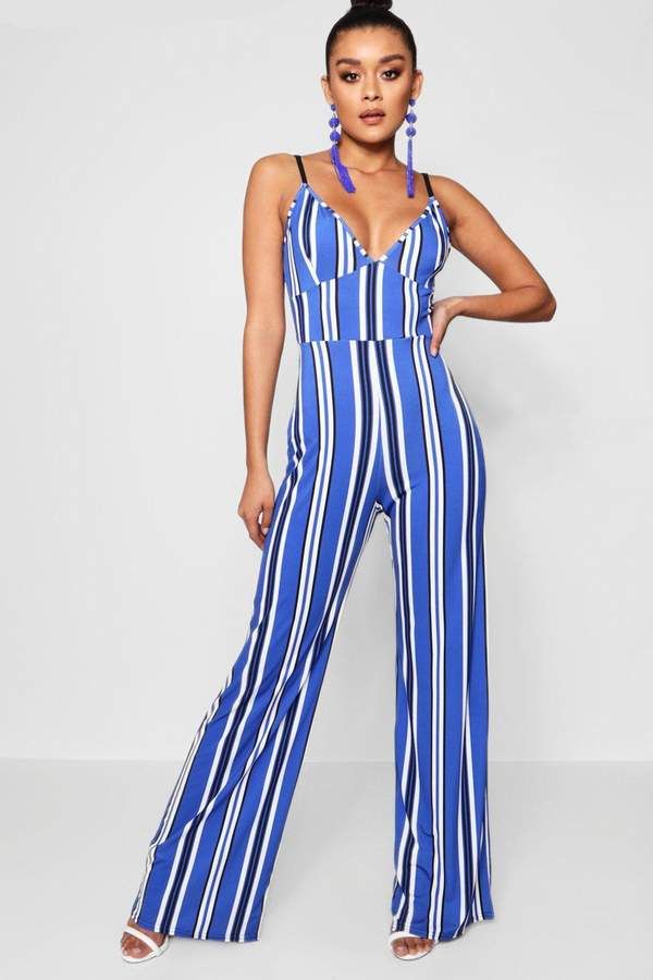 HTOOHTOOH Women Casual Sleeveless Striped Jumpsuits Wide Leg Pants Romper HTOOHTOOH Women Casual Sleeveless Striped Jumpsuits Wide Leg Pants Romper