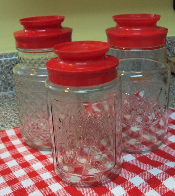Red Storage Jars For Kitchen Part - 16: Glass Storage Jars With Red Lids Best Storage Design 2017