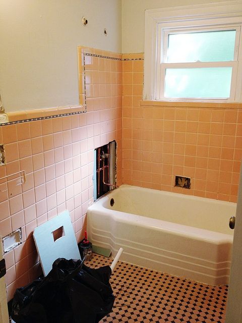L Stick Flooring With Grout Over Tile And Wainscoting