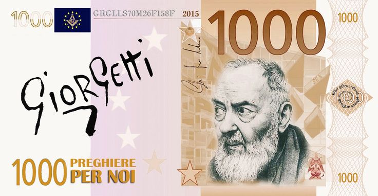 La Banconota con il volto di Padre Pio creata dall'artista