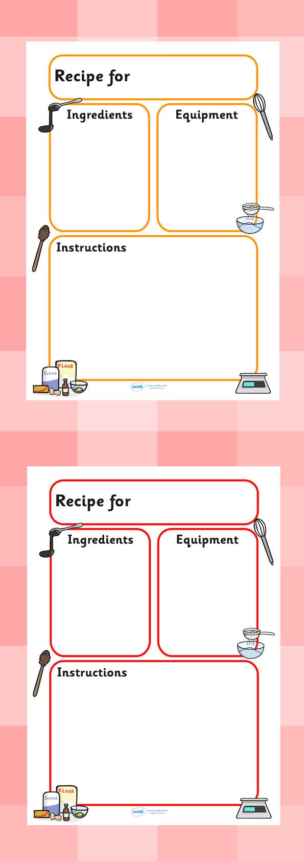recipe layout templates