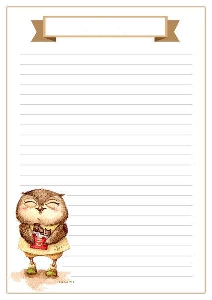 Owl writing paper