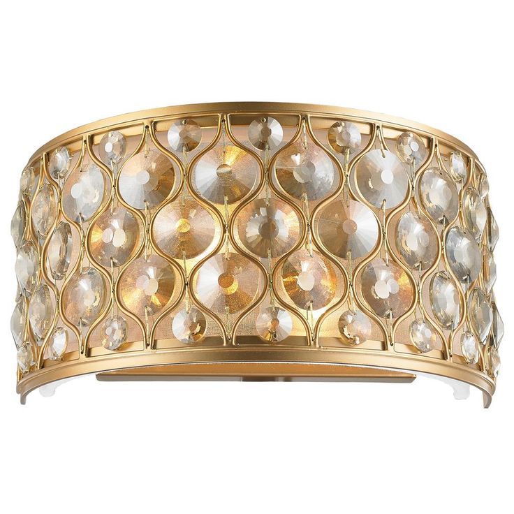 x Small Worldwide Lighting WS410MG12-CM Paris Collection 2 Light Matte Gold Finish with Clear and Golden Teak Crystal Wall Sconce W12H6 x Small Worldwide Lighting WS410MG12-CM Paris Collection 2 Light Matte Gold Finish with Clear and Golden Teak Crystal Wall Sconce W12H6