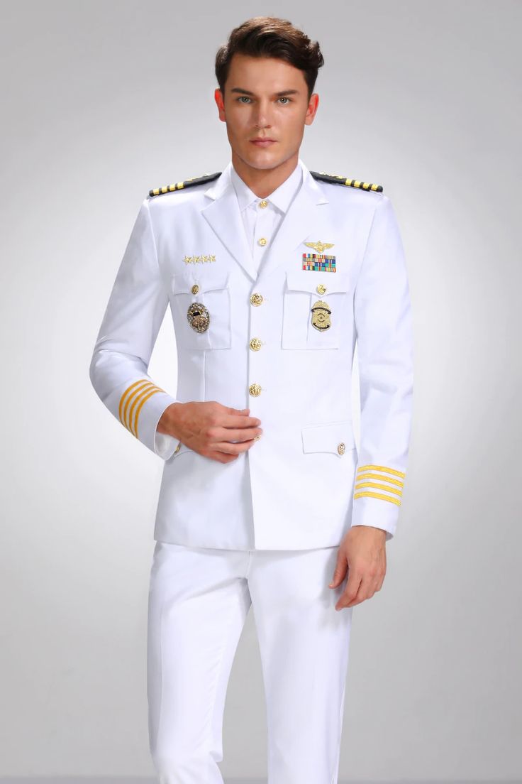 Mens Luxurious Admiral Uniform Sets Navy Ship Sailor Uniforms Stage