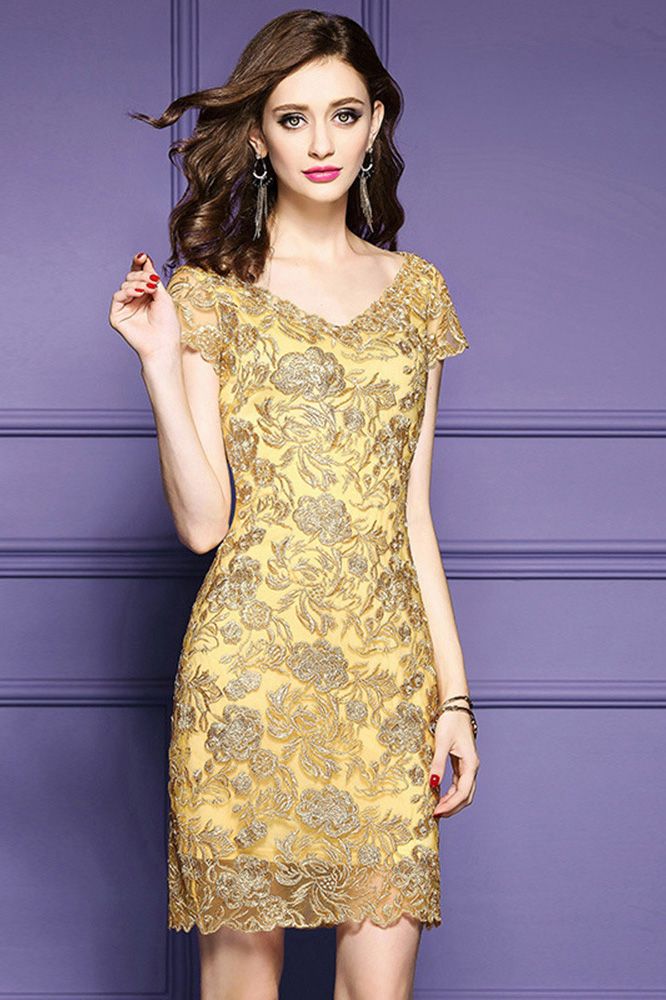 Luxury Gold Embroidery Sheath Party Dress For Wedding Guest Unique Only 168 99 Tail Dresses Luxury Gold Embroidery Sheath Party Dress For Wedding Guest Unique Zl8055 At Gemgrace