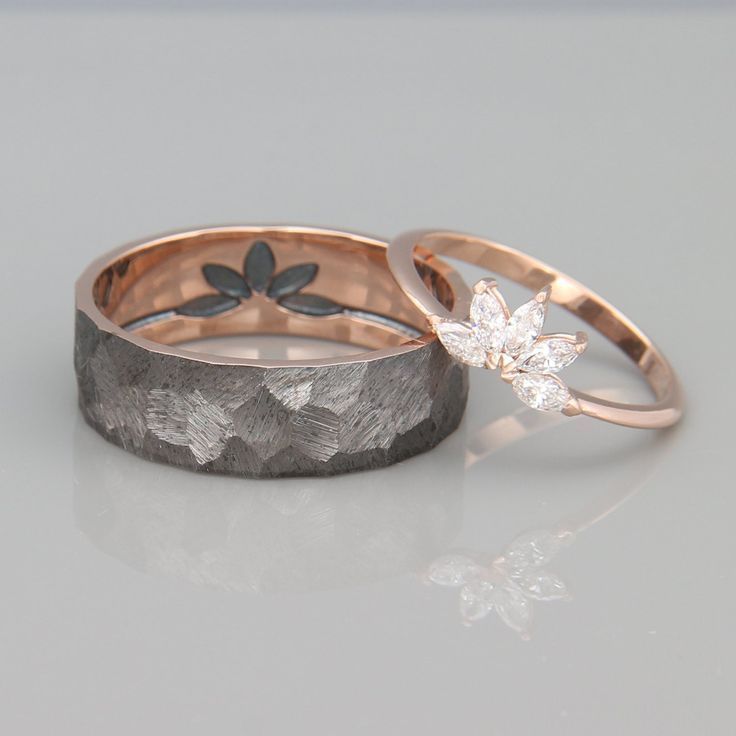 Alliance en diamants marquise en or rose 14 ct | Marquise en or rose massif 14 ct ... #allia...