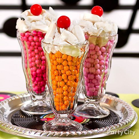 Love This 50s Theme Party Idea Soda Pe Sundaes That Look Love This 50s Theme Party Idea Soda Pe Sundaes That Look Like The Real Thing Only They Re Made Of Candy Cupcakes Cake Pops More In