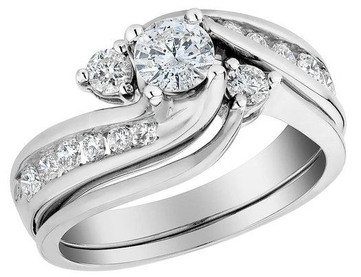 diamond interlocking engagement ring and wedding band set 10 carat ctw in 10k white - Interlocking Wedding Rings diamond interlocking engagement ring and wedding band set 10 carat ctw in 10k white - Interlocking Wedding Rings