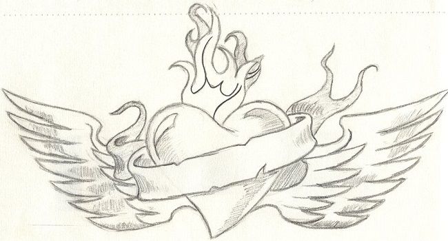 Download heart with wings coloring pages for adults