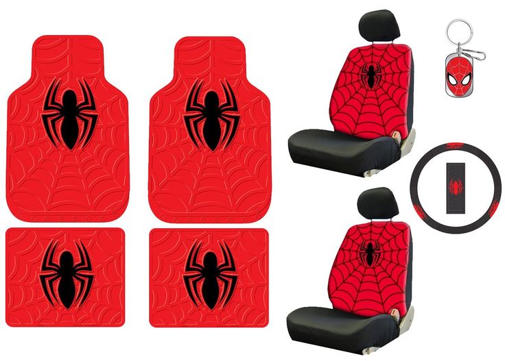Spiderman Car Accessories Seat Cover Shoulder Pads Steering Wheel Floor Mats And Keychain For Guys - Spiderman Car Seat Covers Spiderman Car Accessories Seat Cover Shoulder Pads Steering Wheel Floor Mats And Keychain For Guys - Spiderman Car Seat Covers