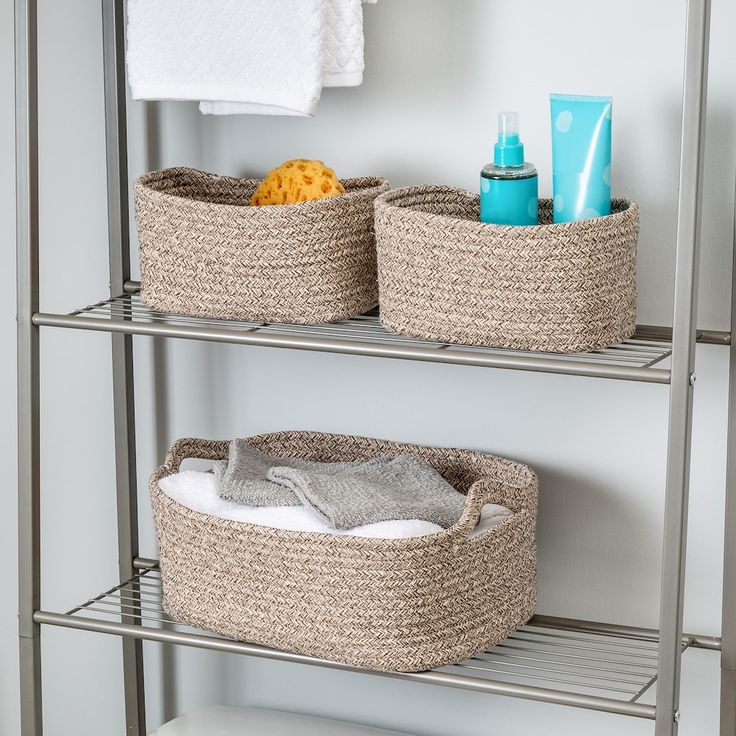 Honey Can Do Champagne Nested Linen Basket Set Closet Bathroom Baskets For Shelves Linen Closet Bathroom Baskets, Over Door Storage Baskets Uk