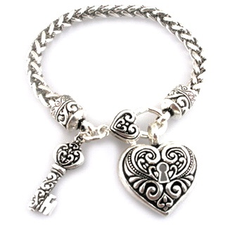 Only 12 Fashion Bracelets Antique Silver And Filligree Heart Lock Only 12 Fashion Bracelets Antique Silver And Filligree Heart Lock Pendant Key Bracelet Matching Item Bine00908401 Jewelry Pinterest