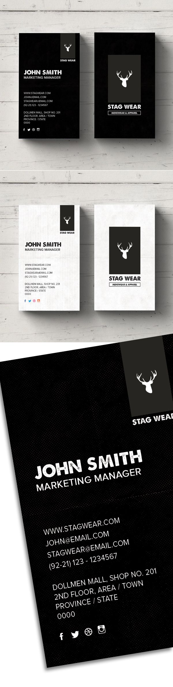 Free Vertical Business Card PSD Template #vertical #black #businesscard #freebusinesscard #freepsdfiles #freebie #minimaldesign #psdtemplate