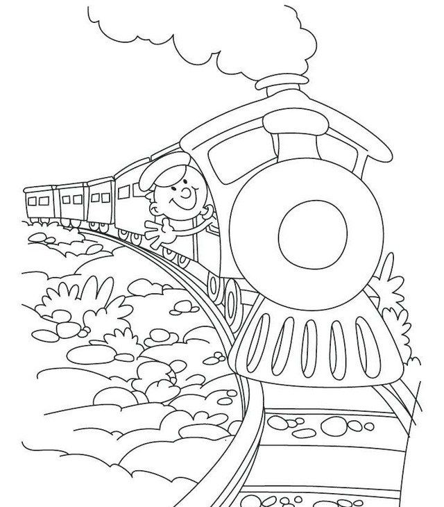 steam train cartoon coloring sheet for preschool children Train