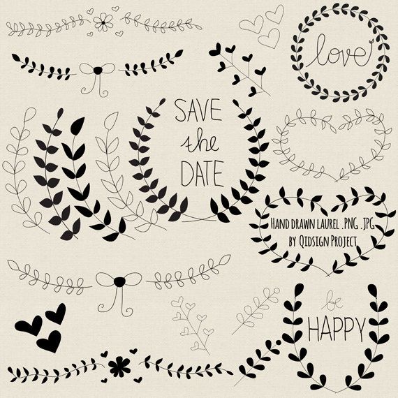 Hand Drawn Laurel Clipart Black For Sbooking Wedding Invitation Hand Drawn Laurel Clipart Black For Sbooking Wedding Invitation Card Making Commercial Use Instant Invitations Clip Art Drawings