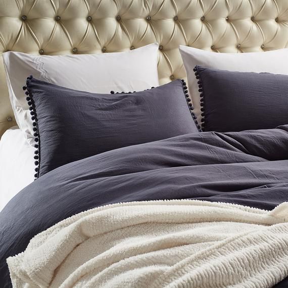 Natural Dark Gray Duvet Cover Washed Comforter Cover Comfortable