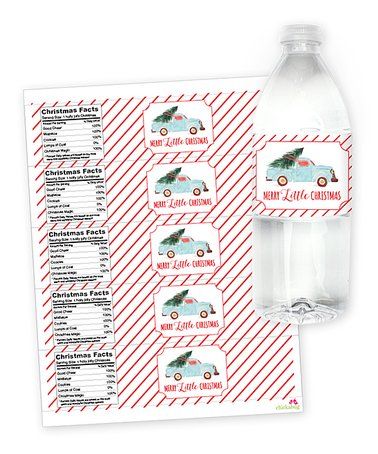 This 'Merry Little Christmas' Water Bottle Labels - Set of 15 is perfect! #zulilyfinds | Bottle ...
