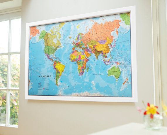 framed world map poster by mapsinternationaluk on etsy