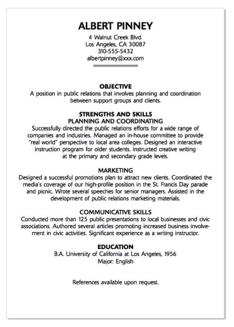 pr resume sample