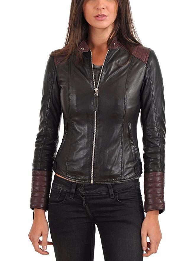 Western Leather Womens Lambskin Leather Bomber Biker Jacket