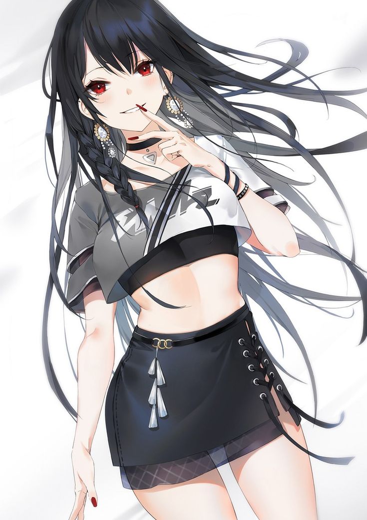 Anime girl black hair brown eyes