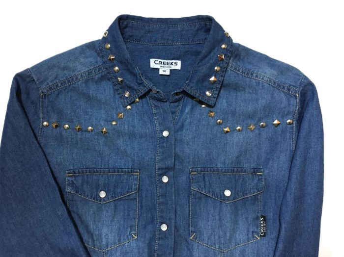 Customiser ma chemise en jean avec des clous et des strass Customiser une veste en jean avec des clou | Oui Are Makers