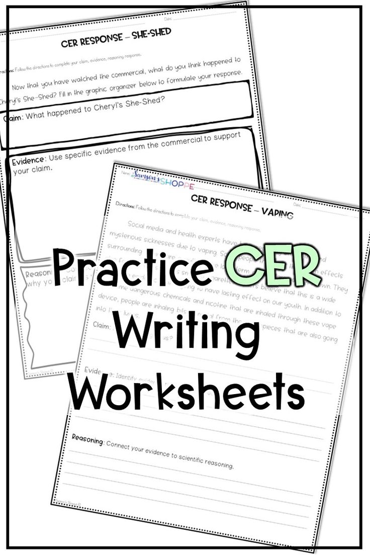 CER Claim Evidence Reasoning Practice | Practices worksheets, Science