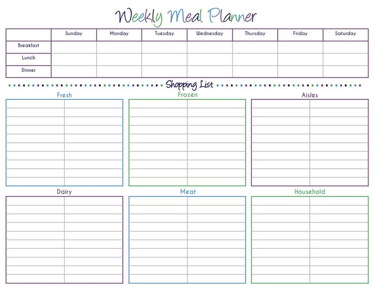 free weekly meal planner with grocery list