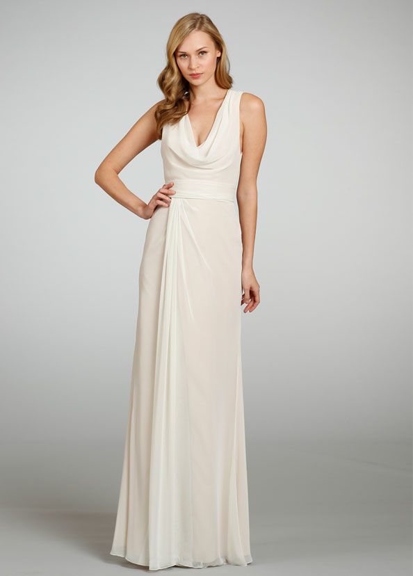 Draped Neckline with Sleeves Long Formal Dresses