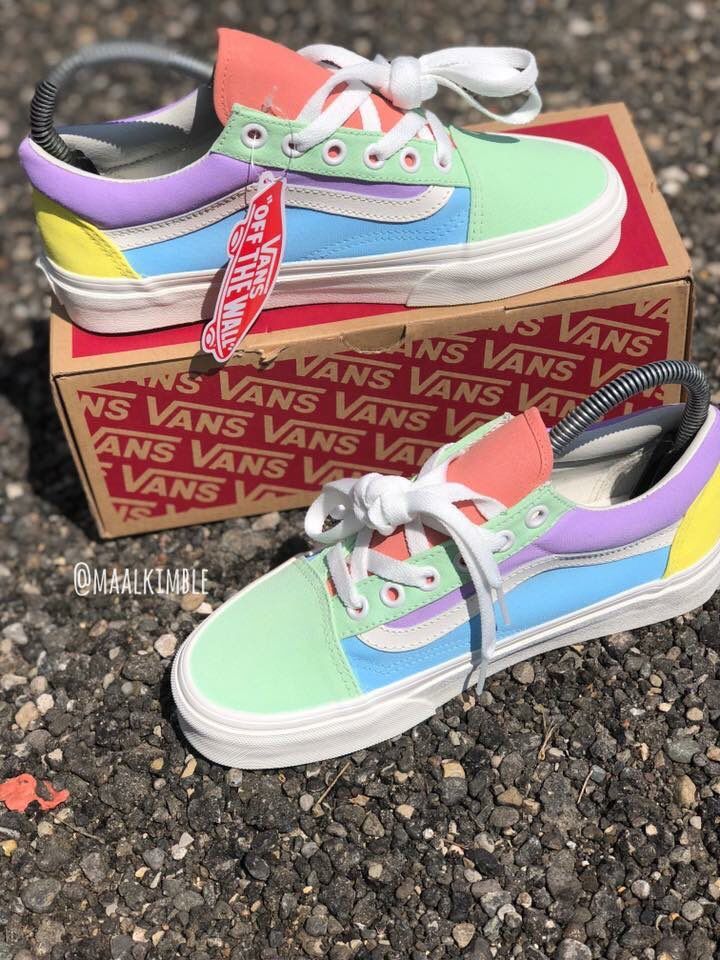 pastel multi colored vans