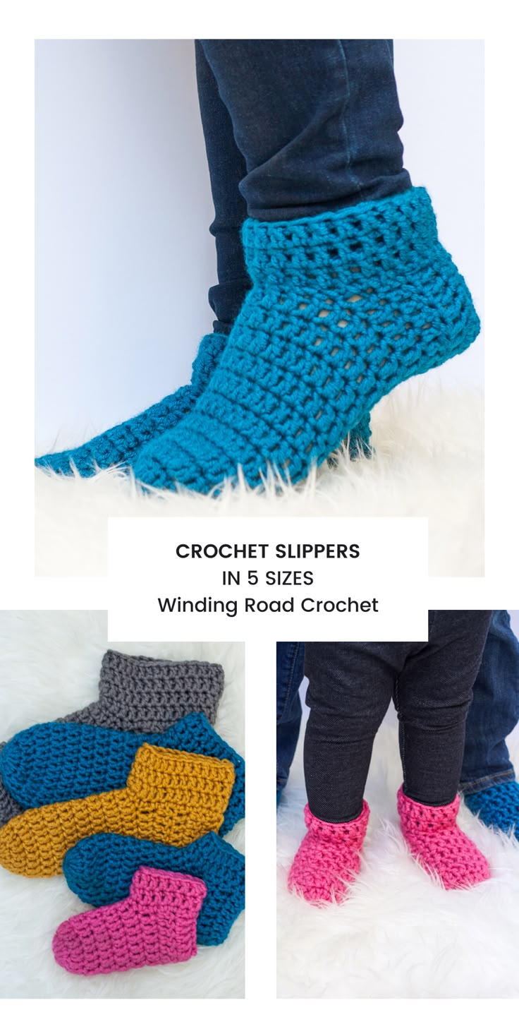 crochet slippers in 5 sizes winding road crochet - free pattern