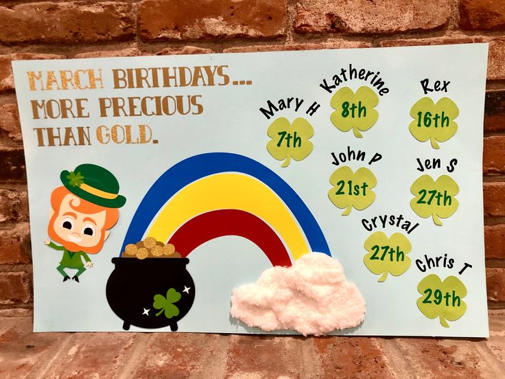  st patrick s day themed march birthday bulletin board sign