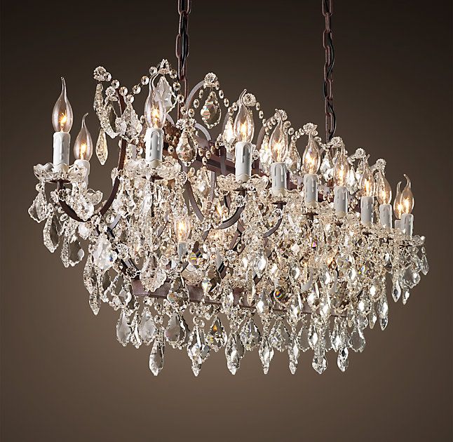 Rh S 19th C Rococo Iron Clear Crystal Rectangular Chandelier 63 34 Inspire Rustic Candle Vintage Lighting Rustic Candle Chandelier, Rustic Iron Clear Crystal Chandelier