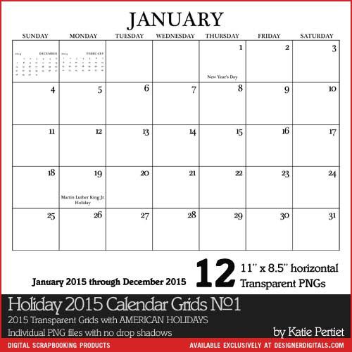 horizontal calendar 2015