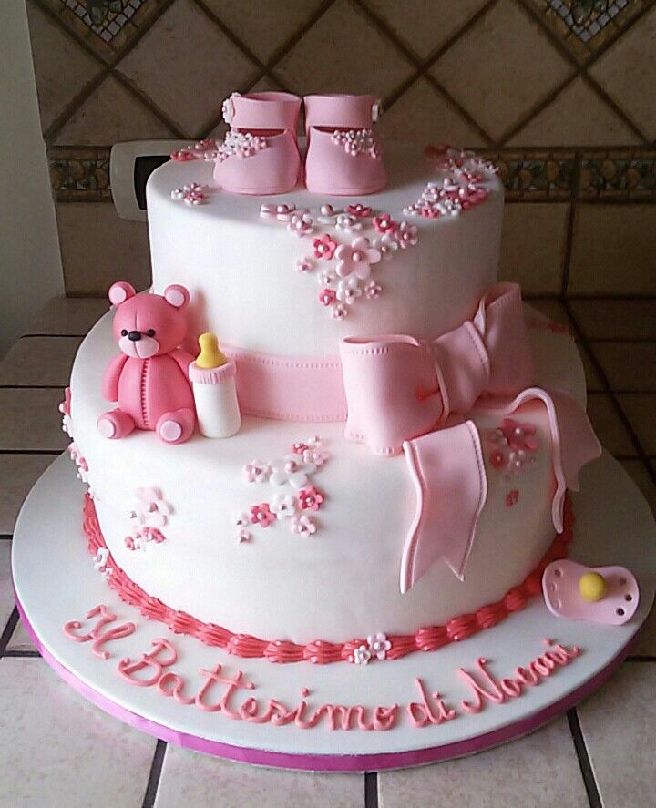 Torta battesimo bimba Girl shower cake, Baby shower