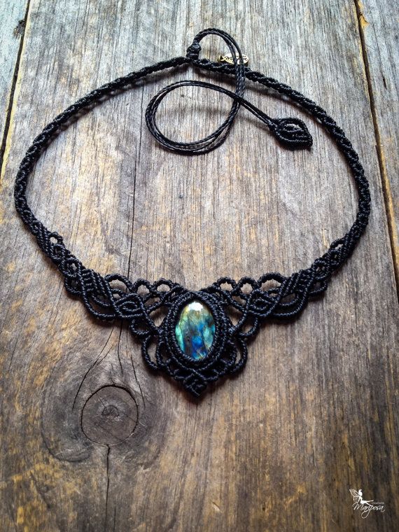 Handmade Bohemian hippie necklace gemstone necklace tribal necklace Beautiful handmade Macrame necklace LABRODORITE Stone pendant