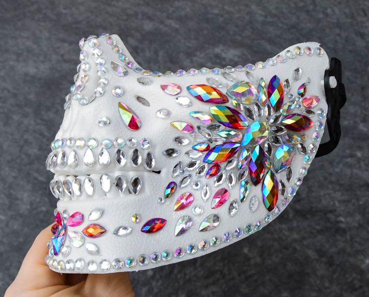 Halloween Day of the Dead Festival Half Skull Jewelled Dust Mask Folk Goth