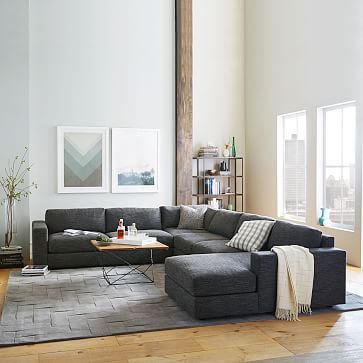 Urban 4 Piece Chaise Sectional Charcoal Heathered Tweed Westelm Urban 4 Piece Chaise Sectional Charcoal Heathered Tweed Westelm