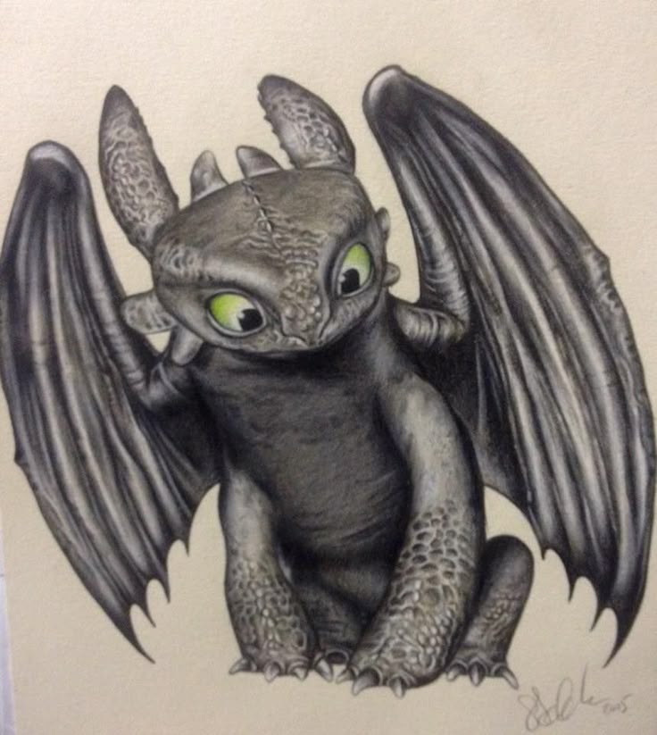 Toothless - How to train your dragon A4 portrait drawing. Faber ...