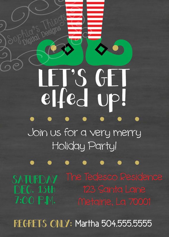 Funny Christmas Theme Party Ideas Part - 45: Christmas Party Invitation Letu0027s Get Elfed Up By SophiasThings